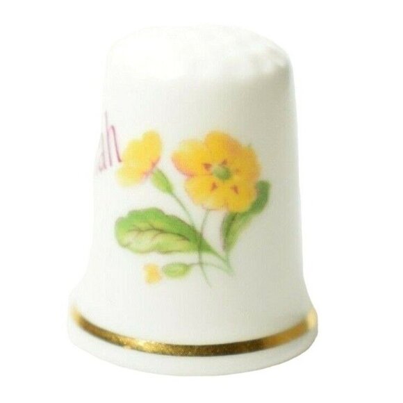 Raesuevic Ceramics Yellow Hibiscus Hannah Collectible China Souvenir Thimble - Picture 3 of 5